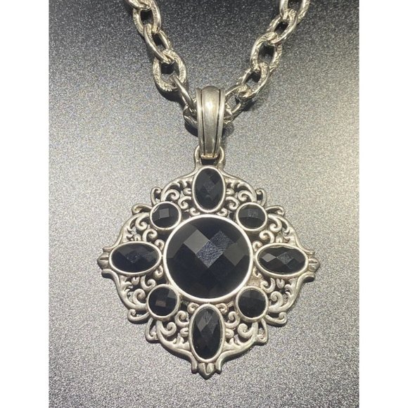 Studio Barse 925 And Faceted Jet Black Onyx Necklace Two Strand Designer - Picture 3 of 8